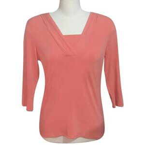 East 5th Orange 3/4 Sleeve Casual Career y2k Blouse Sz Small Womens